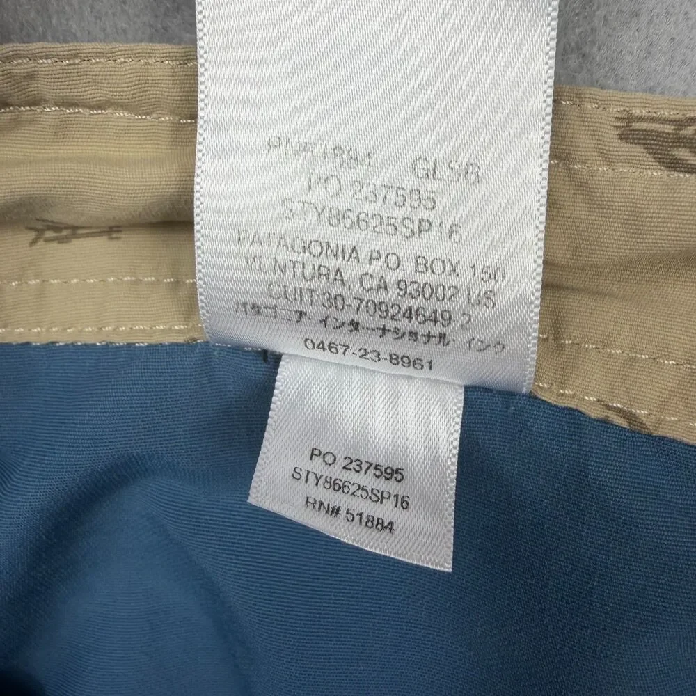 Patagonia Mens 33 Wavefarer Board Shorts Blue Tan Swim Trunks Style 86625